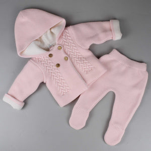 baby girls knitted hooded jacket high quality two piece outfit