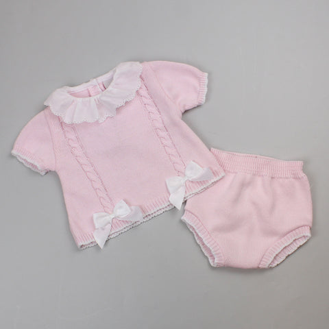 baby girls knitted outfit pink
