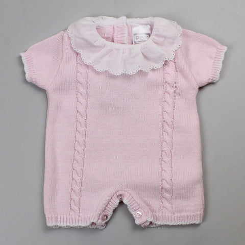 baby girls pink romper with collar