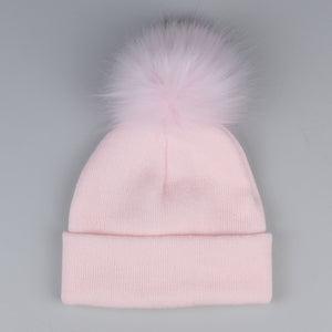Pastel Pink Pom Hat - 2 to 6 years