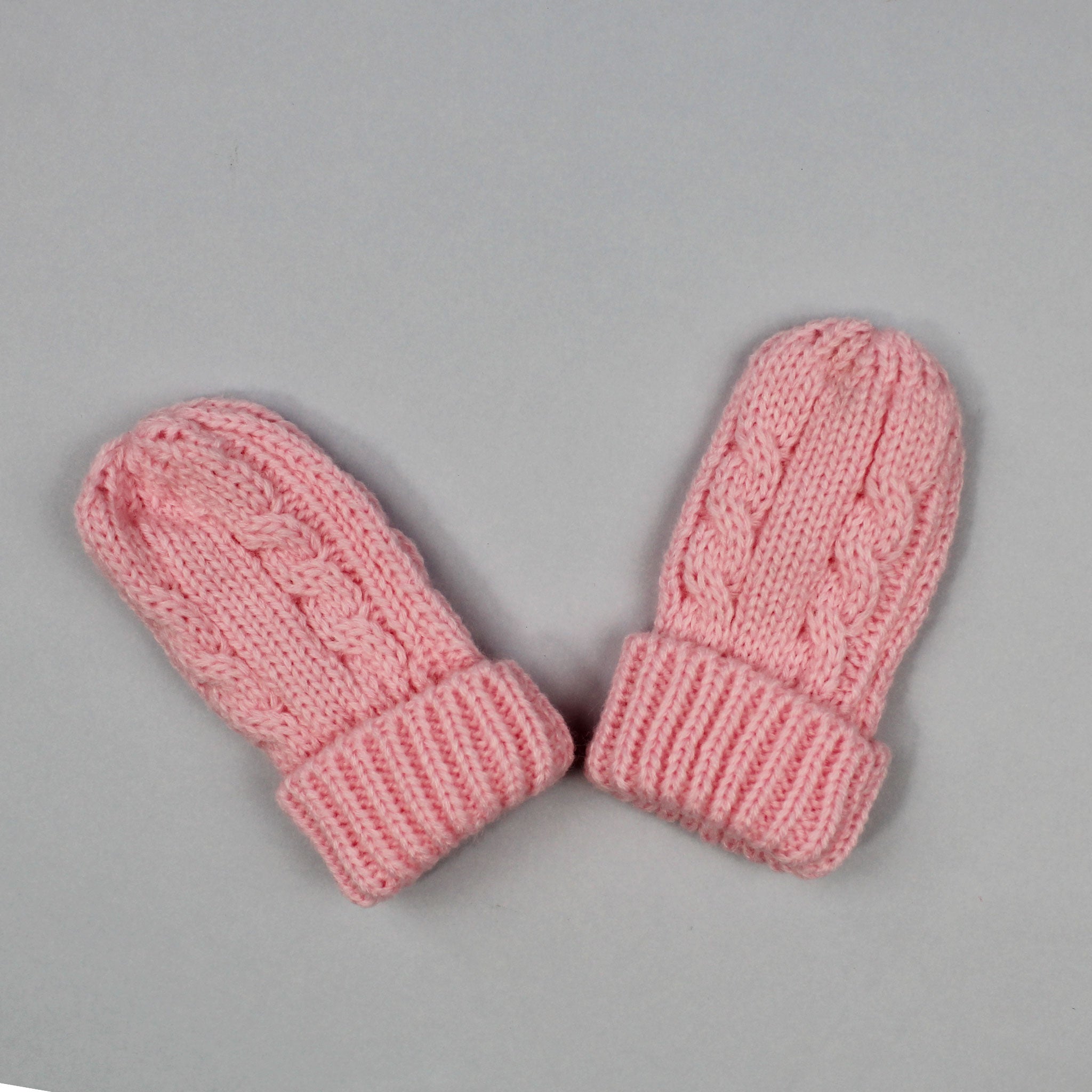 Pink Knitted Baby Mittens - Baby Girl - Newborn - 12 month