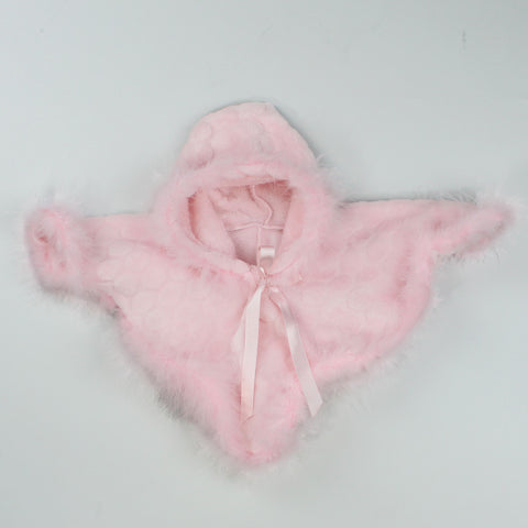 Pink Cape / Poncho with Marabou Feather Trim