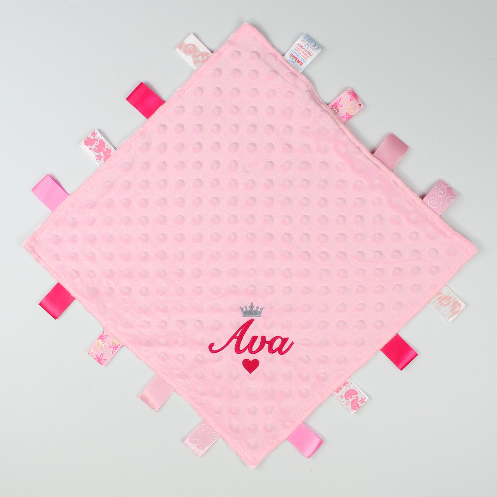pink taggy baby comforter custom