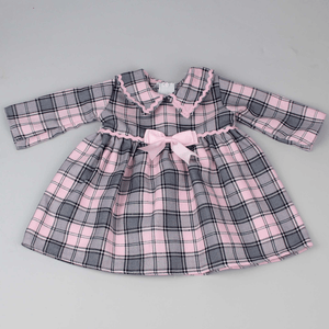baby girls long sleeve pink tartan dress