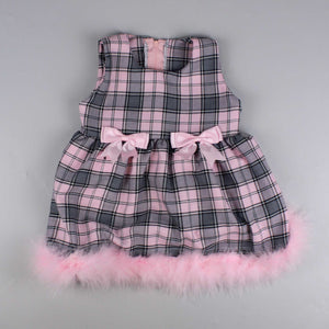 baby girls pink dress with marabou feather and dress