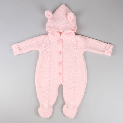 baby girl knitted pink pram suit newborn