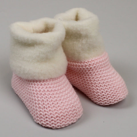 baby girls knitted pink booties