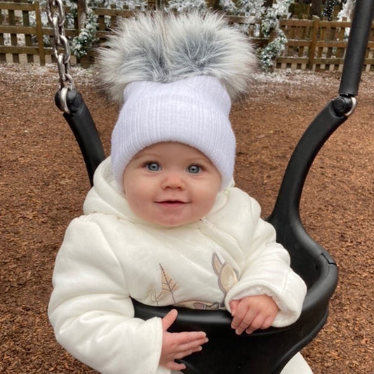 unisex white pom pom hat