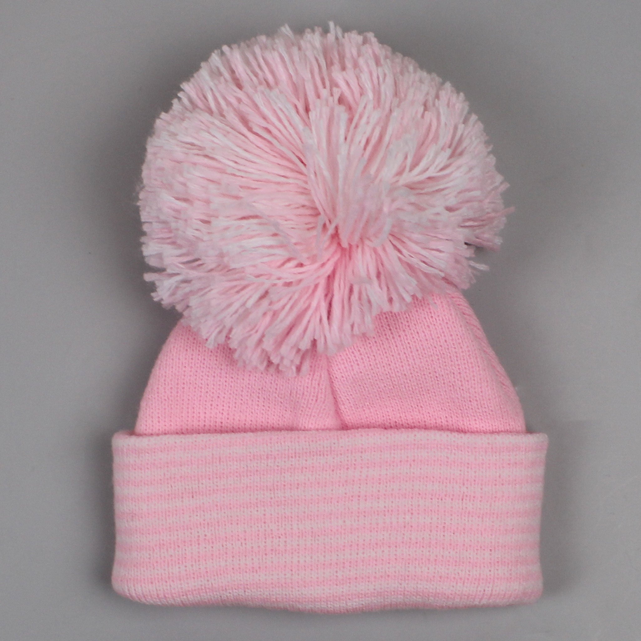 baby girls pink pom hat for winter