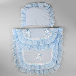 Pram Set - Pram Quilt and Pillow Blue