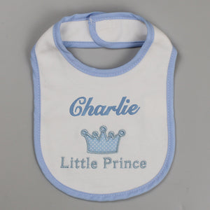 baby boys personalised bib with crown
