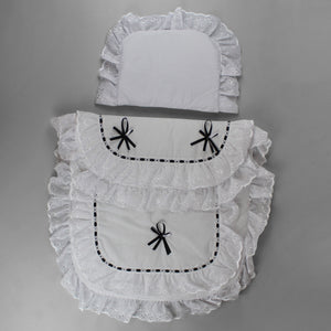 Pram Set - Pram Quilt and Pillow White/Black