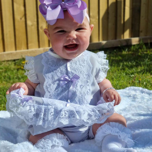 lilac baby girls outfit with bloomers