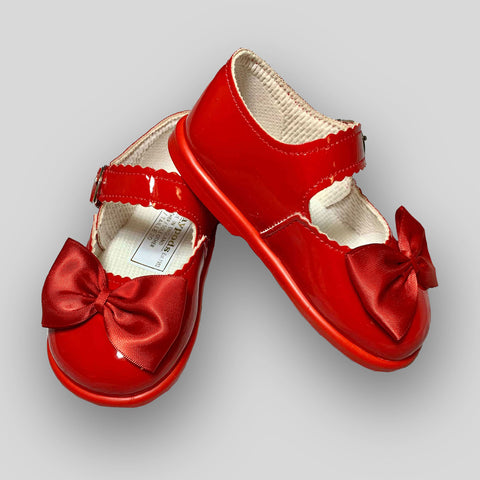 baby girls red bow shoes first walker hard sole