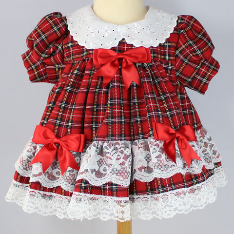 red tartan dress with bows