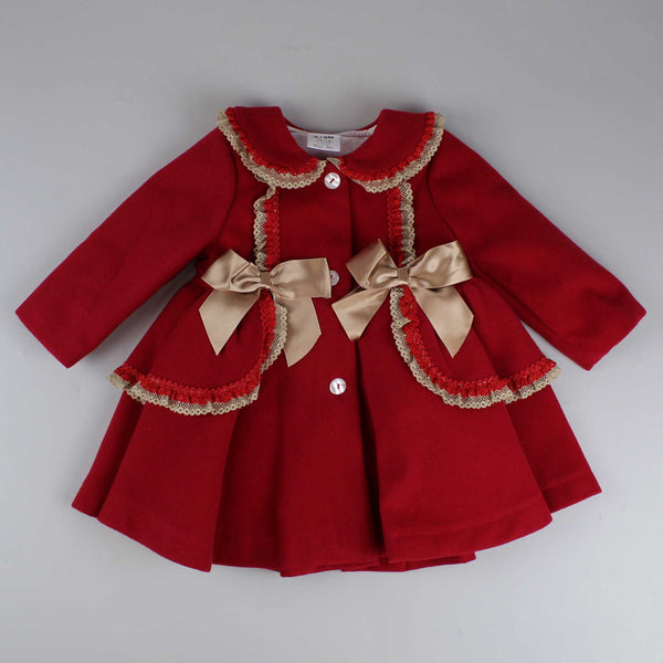 baby girls red and gold spanish style winter coat