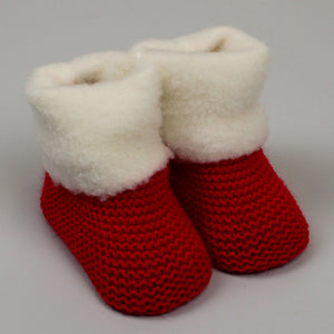 baby red santa booties red with fur