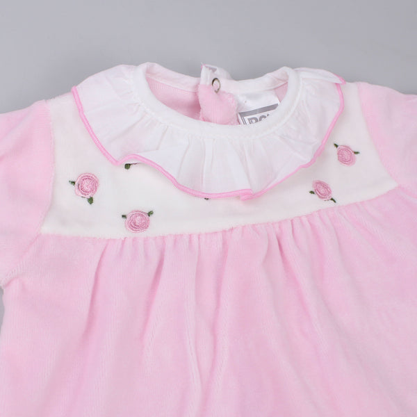 Baby Girls Velour Snuggle Two Piece - Pink and White - Pex Rosie