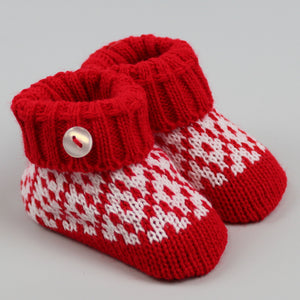 baby unisex red knitted booties