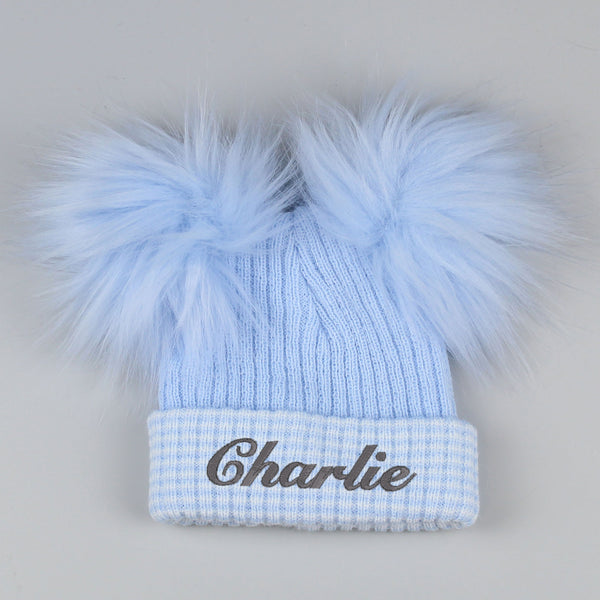 baby boys newborn blue personalised hat