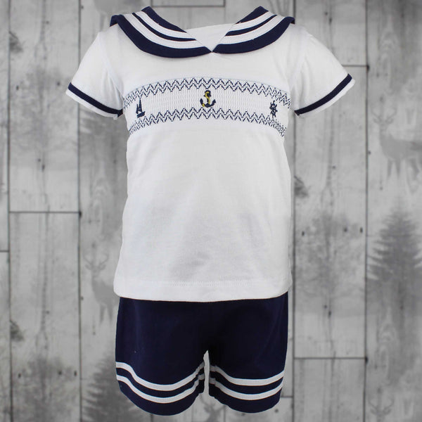 Baby Boys Shorts and Smocked T Shirt Outfit