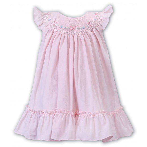 Pink Dress with hand smocking and embroidery- Dani by Sarah Louise D09514