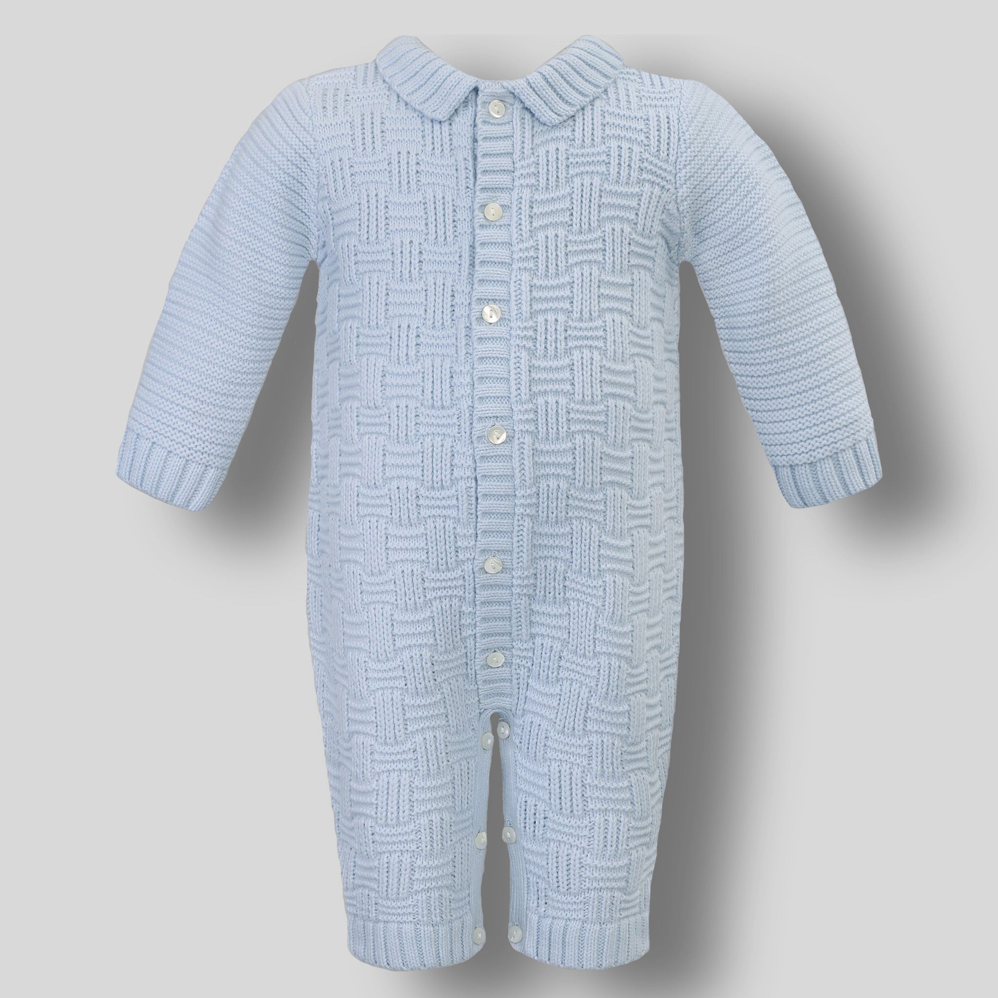 Knitted All In One Baby Outfit Blue- Sarah Louise 008180