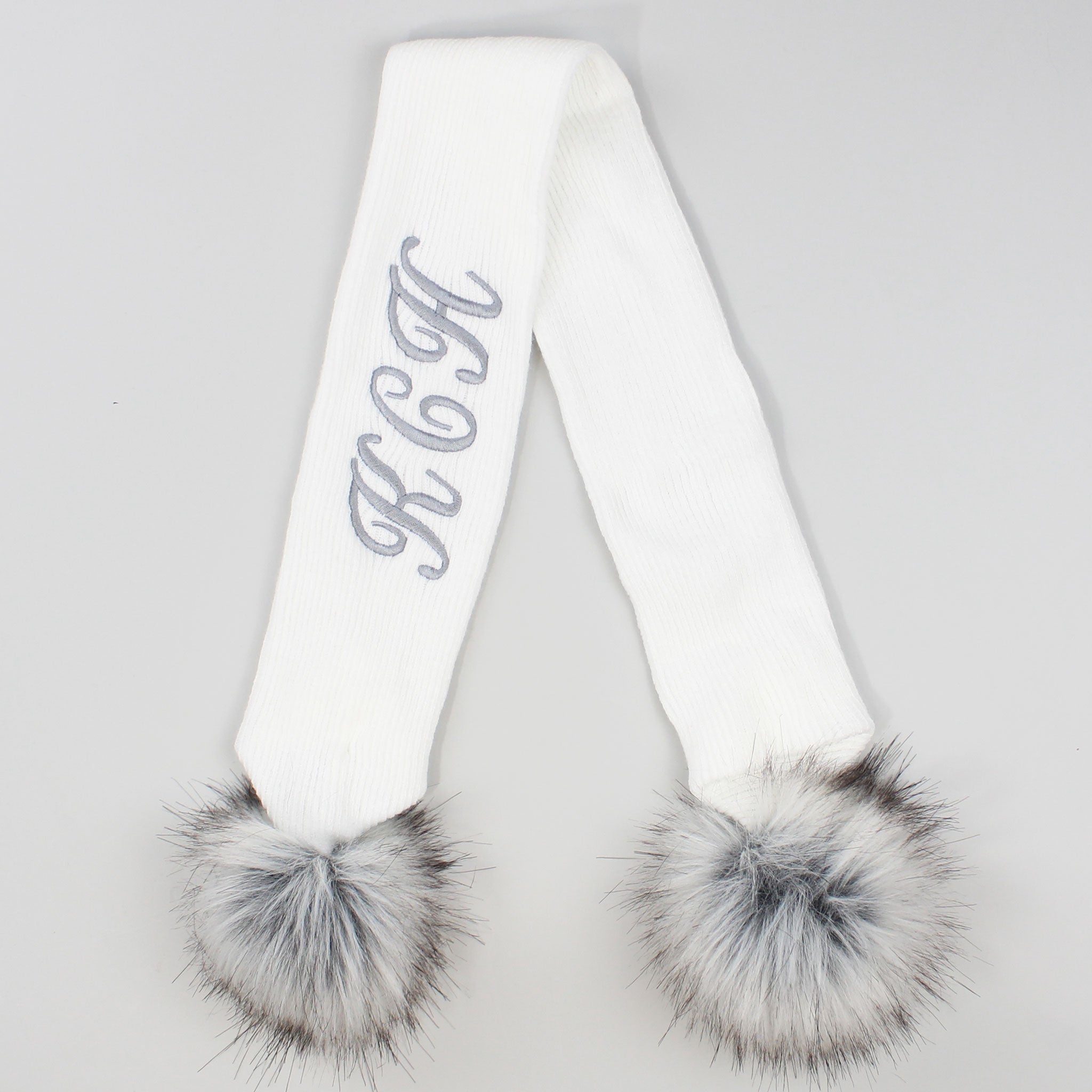 personalised white baby scarf