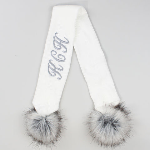 personalised white baby scarf
