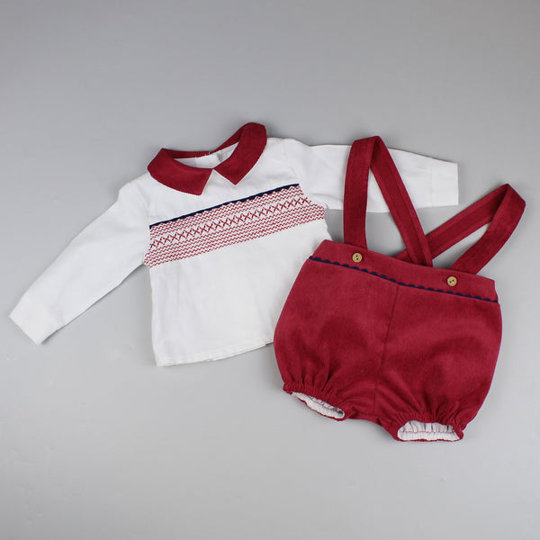 baby boys red shorts with shirt classic outfit