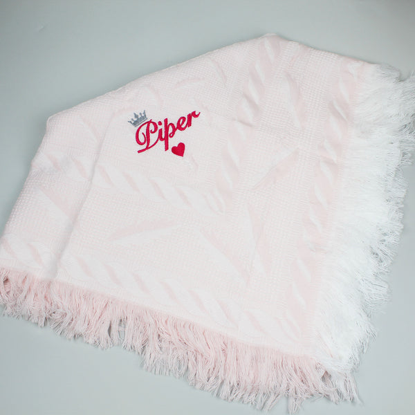 pink personalised shawl