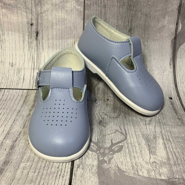 first walking shoes baby blue t bar