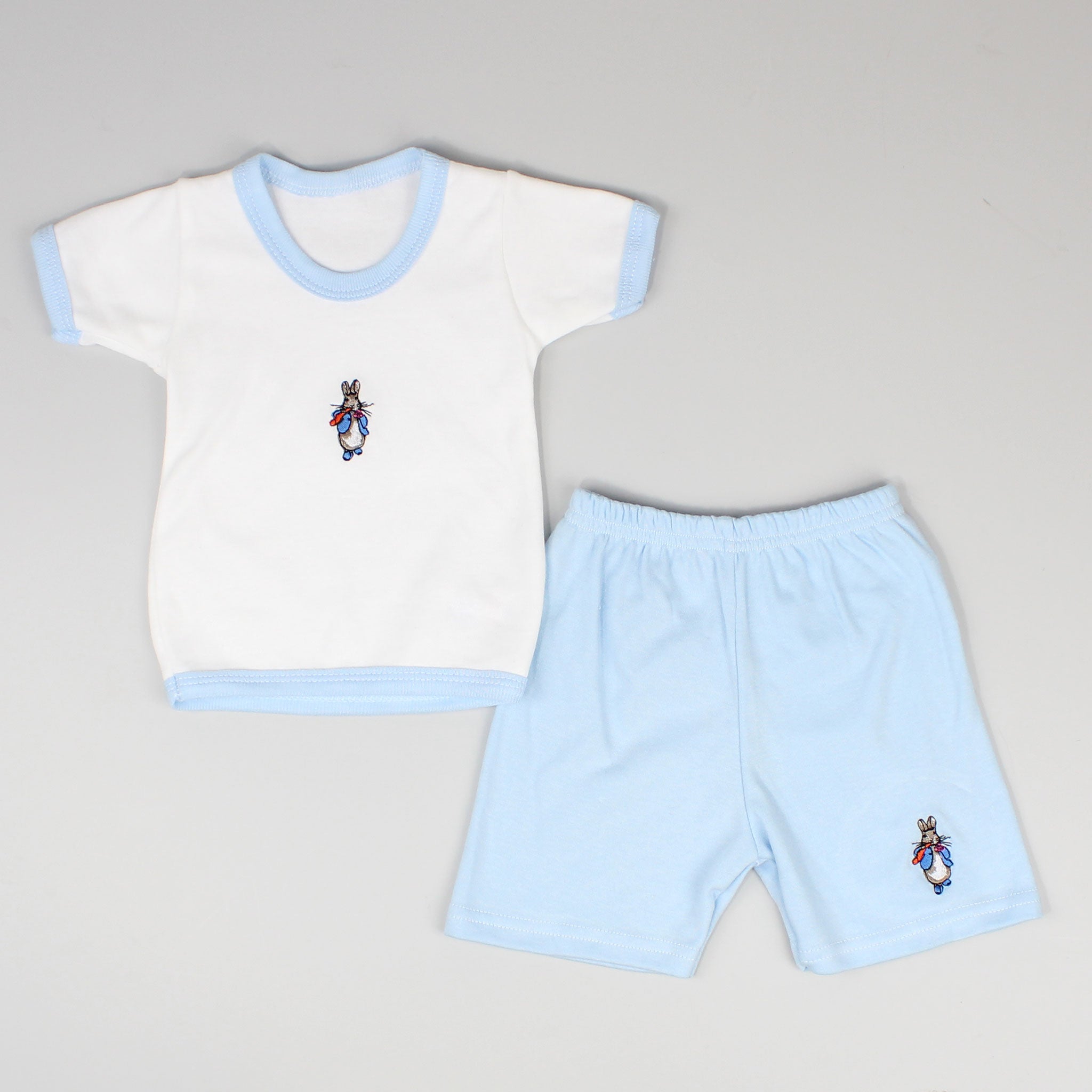 boys rabbit white and blue two piece outfit