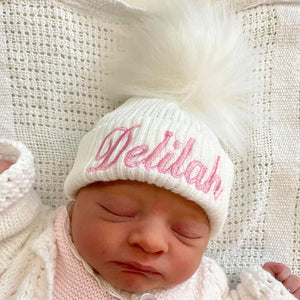 newborn baby hat in white