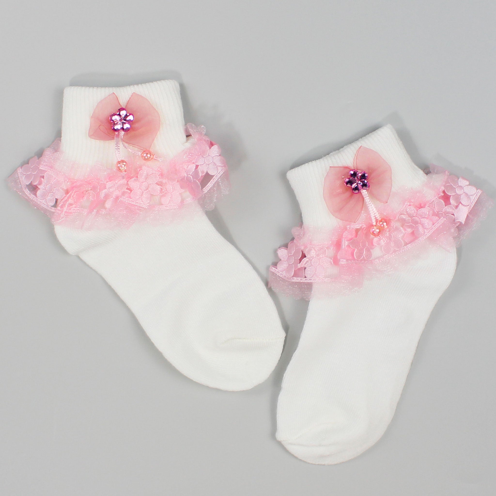 baby girls white socks fancy pink