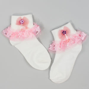 baby girls white socks fancy pink