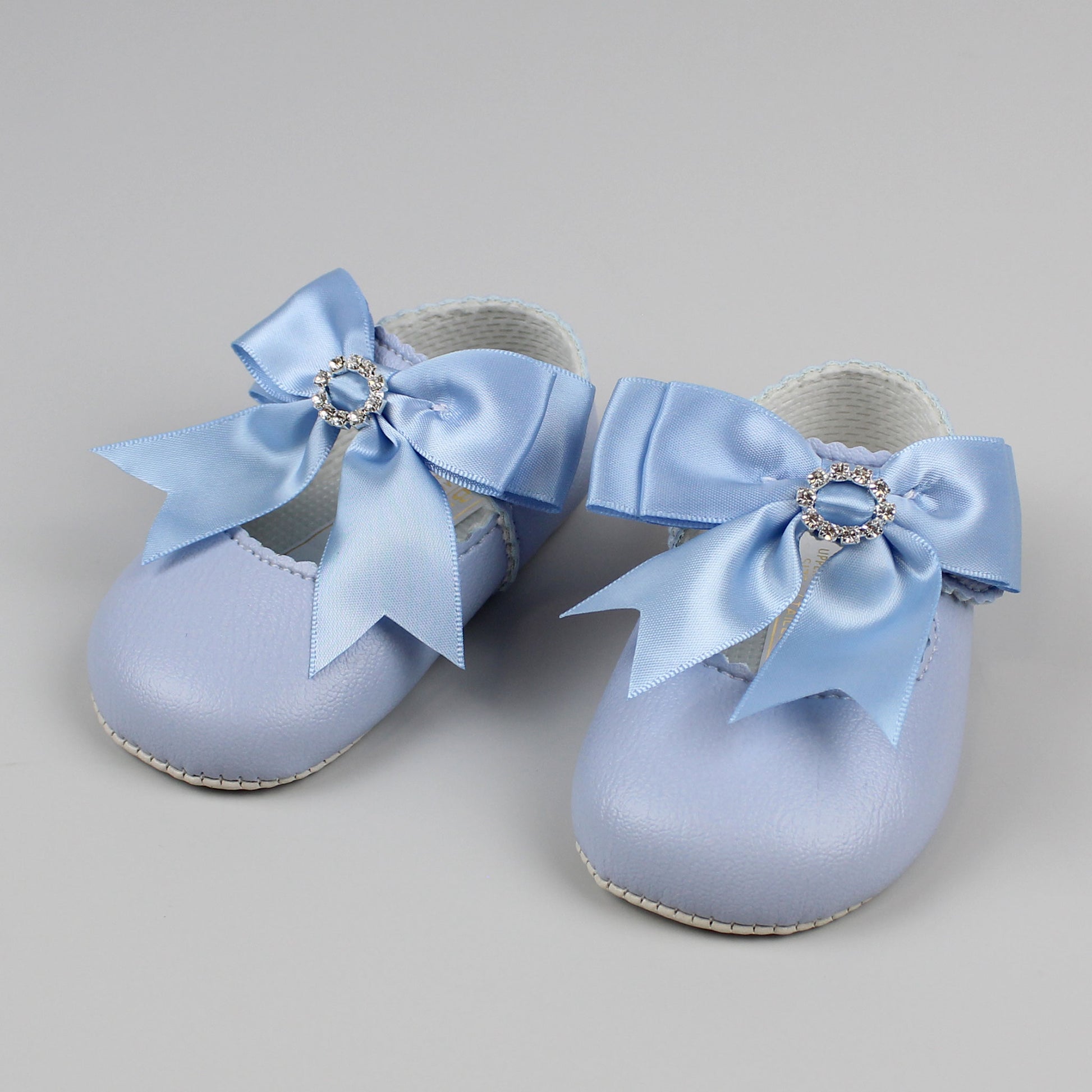 baby girls blue sating bow diamante 