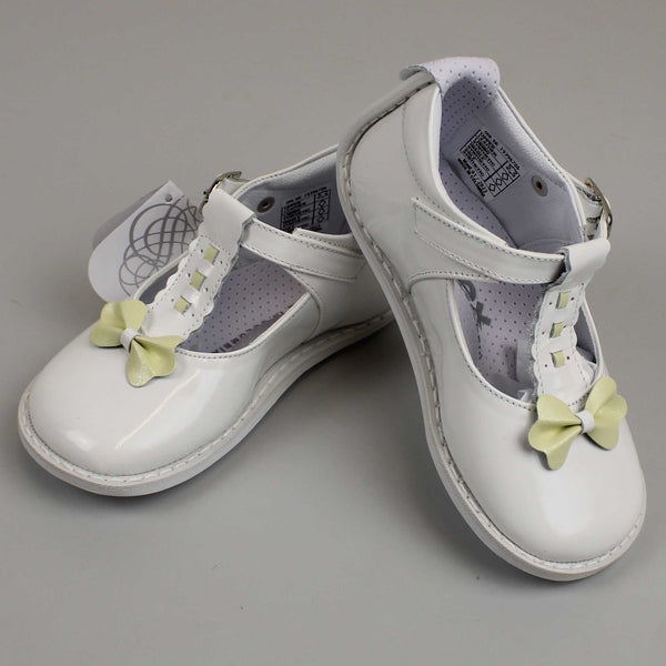 leather white and lemon first walker girls shoes