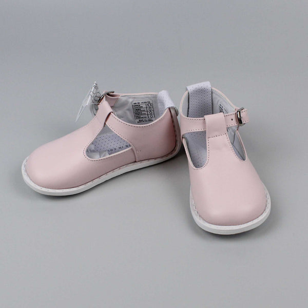 Pink Leather T Bar Shoe