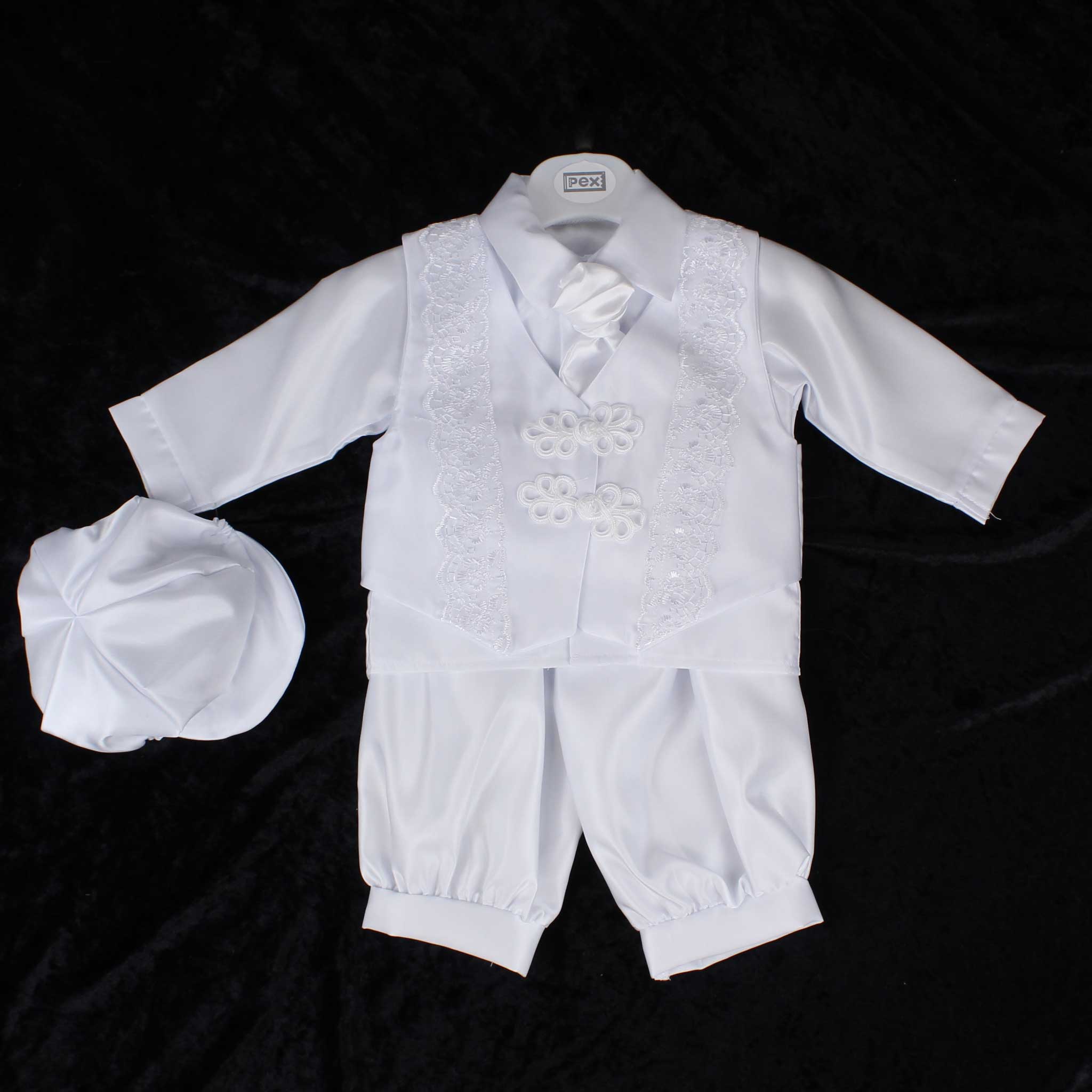 baby boys christening outfit suit waistcoat and hat pex
