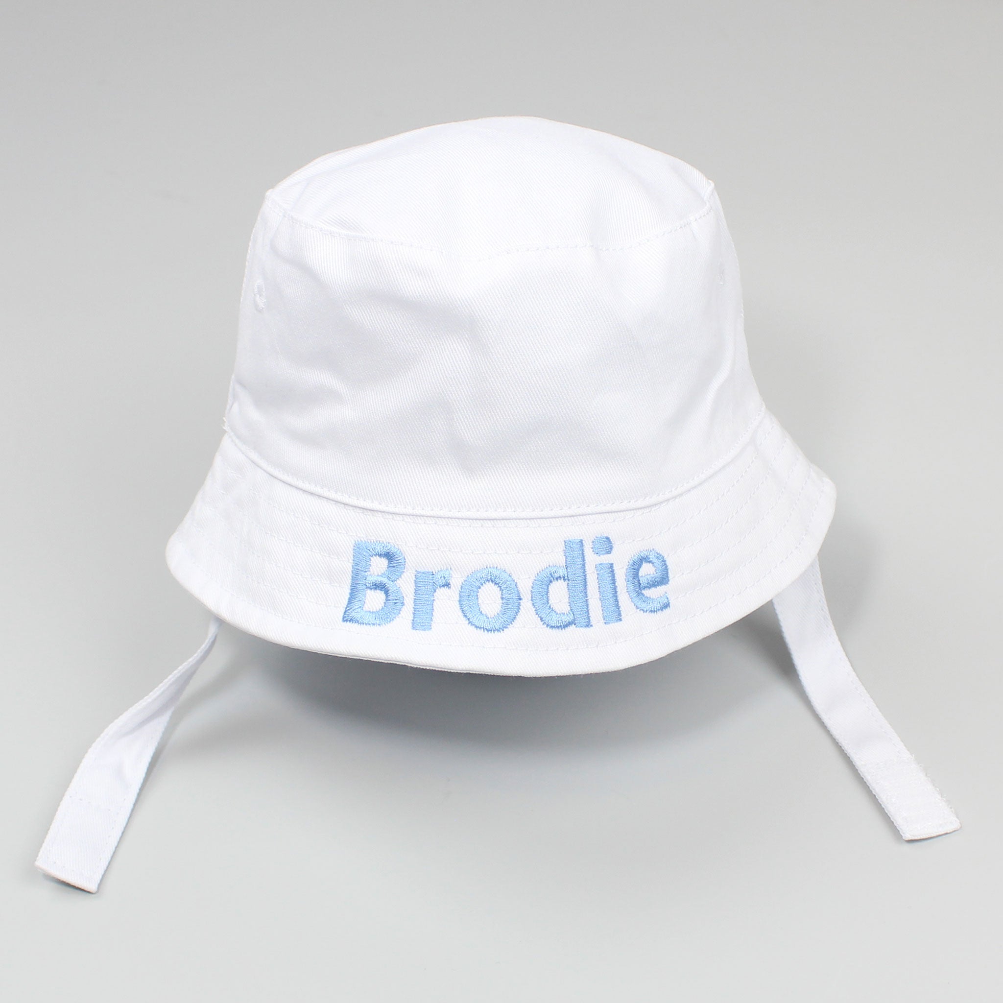 Baby boys white bucket hat custom