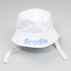 Unisex Personalised Baby Bucket Hat - White 6-12 Months