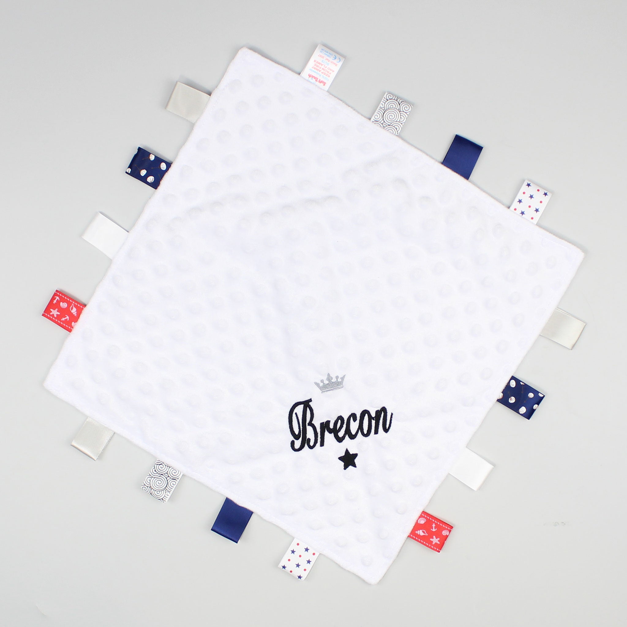 Personalised Baby Taggy Tags Comforter - White