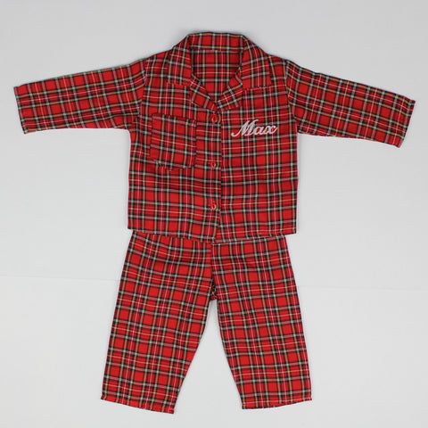 tartan baby christmas pyjamas personalised