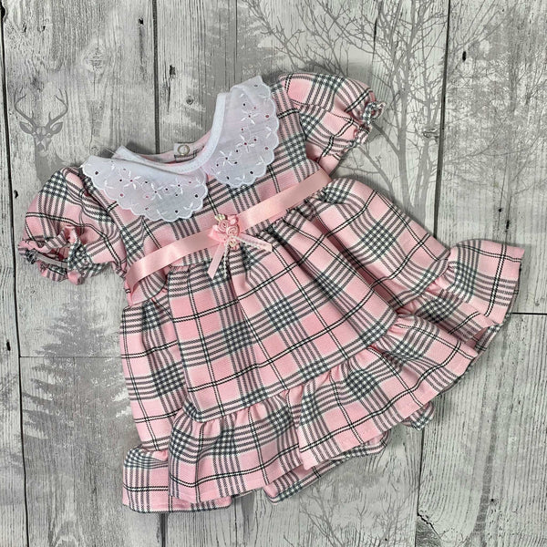 baby girls pink tartan outfit
