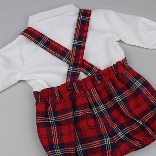 baby boys smart tartan two piece outfit