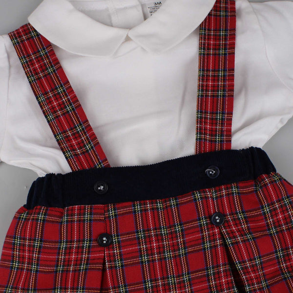 baby boys classy tartan outfit with braces