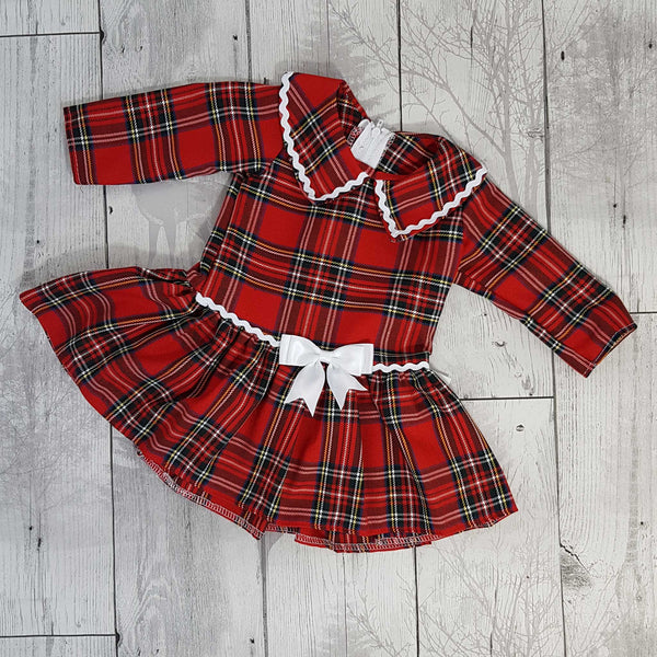 Red Tartan Dress with Long Sleeves