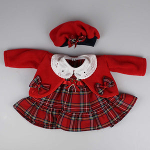 baby girls 3 piece outfit beret jacket and red tartan dress 