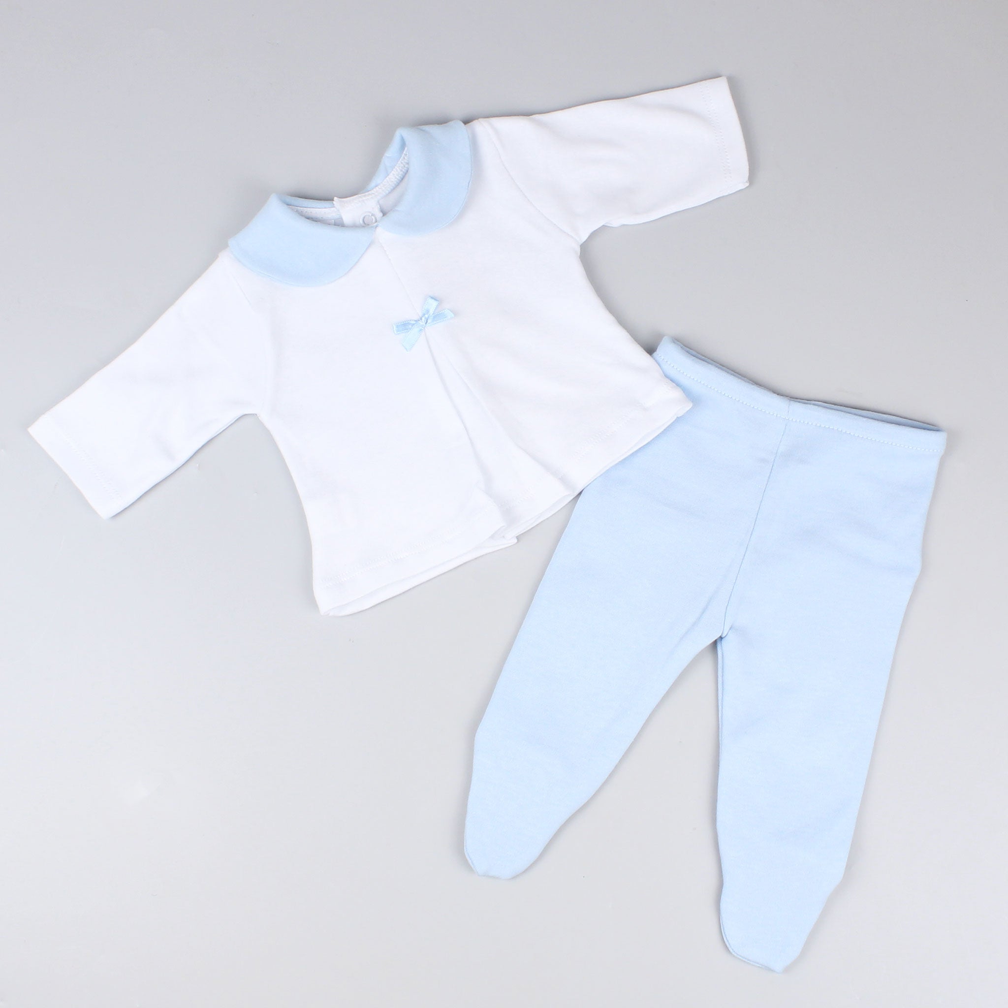 baby girls blue top and bottoms with bow